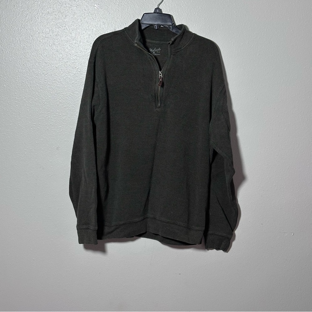 Woolrich Men Half Zip Dark Green‎ Long Sleeve Pullover Sweater/Shirt size L